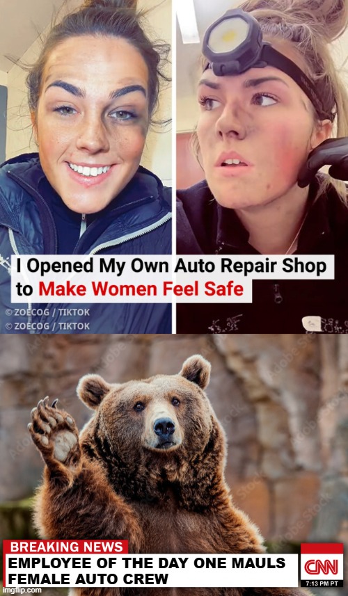 EMPLOYEE OF THE DAY ONE MAULS 
FEMALE AUTO CREW | image tagged in funny,women,breaking news | made w/ Imgflip meme maker