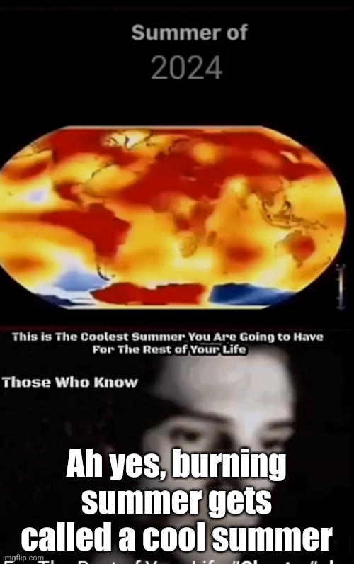 Ah yes, burning summer gets called a cool summer | image tagged in dum | made w/ Imgflip meme maker