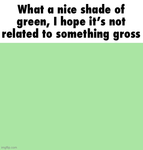 What a nice shade of green, I hope it’s not related to something gross | made w/ Imgflip meme maker