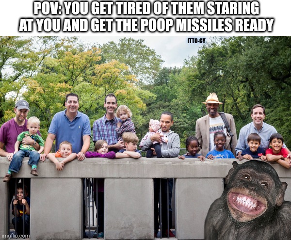 3…2…1… yoink | POV: YOU GET TIRED OF THEM STARING AT YOU AND GET THE POOP MISSILES READY; ITTO-CY | image tagged in fun | made w/ Imgflip meme maker