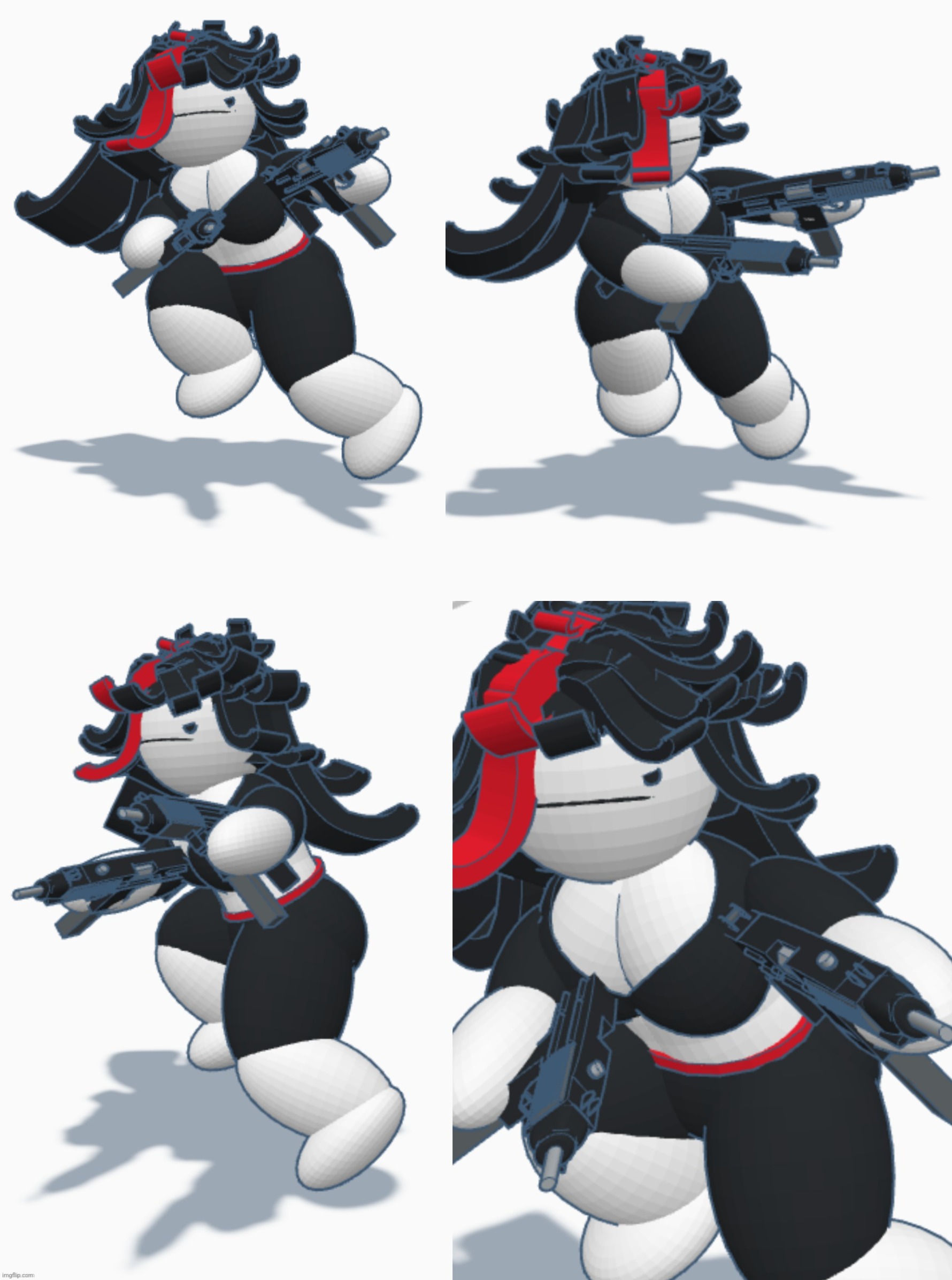 Claire with pew pews | made w/ Imgflip meme maker