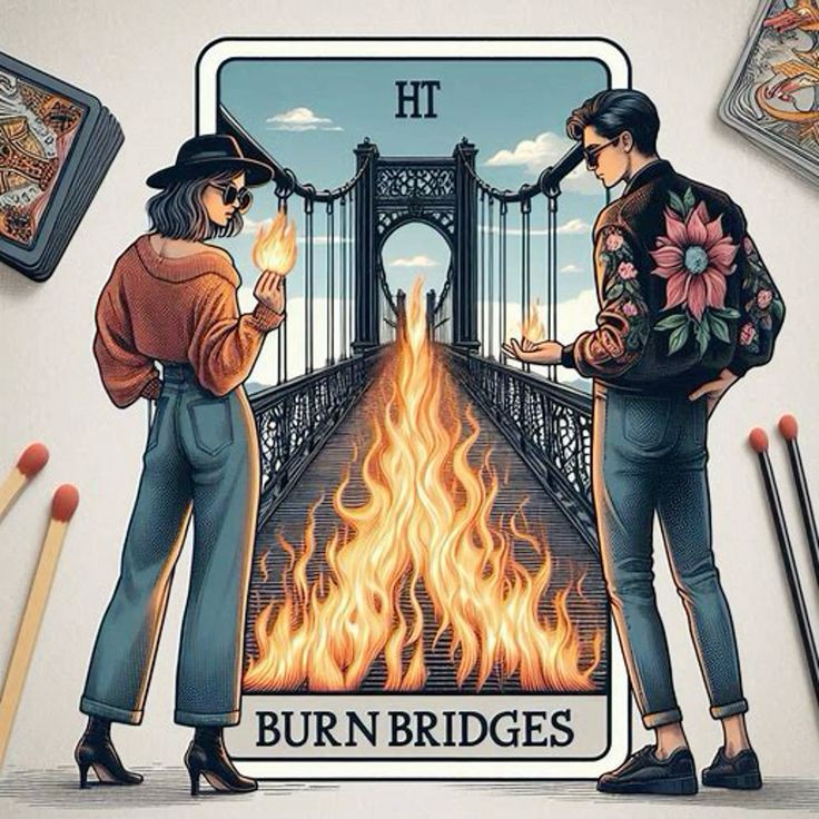 Tarot 7 HT | Burn Bridges Blank Meme Template