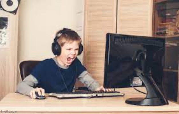 kid screaming at computer | image tagged in kid screaming at computer | made w/ Imgflip meme maker