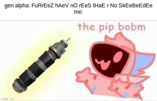 nothing makes me angrier than ipad kids disrespecting furries | gen alpha: FuRrEeZ hAeV nO rEeS tHaE r No SkEeBeEdEe
me: | image tagged in the pip bobm | made w/ Imgflip meme maker