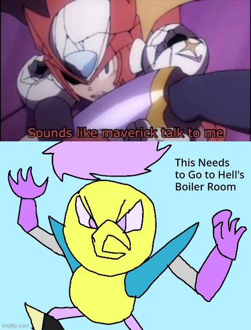 image tagged in mega man zero,dack hell boiler room | made w/ Imgflip meme maker