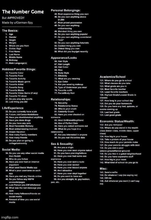 ask things please people don’t even ask things ont his half the time | image tagged in numbers game | made w/ Imgflip meme maker