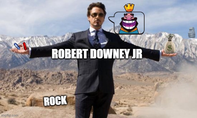 har har funny | ROBERT DOWNEY JR; ROCK | image tagged in rdj-ironman | made w/ Imgflip meme maker