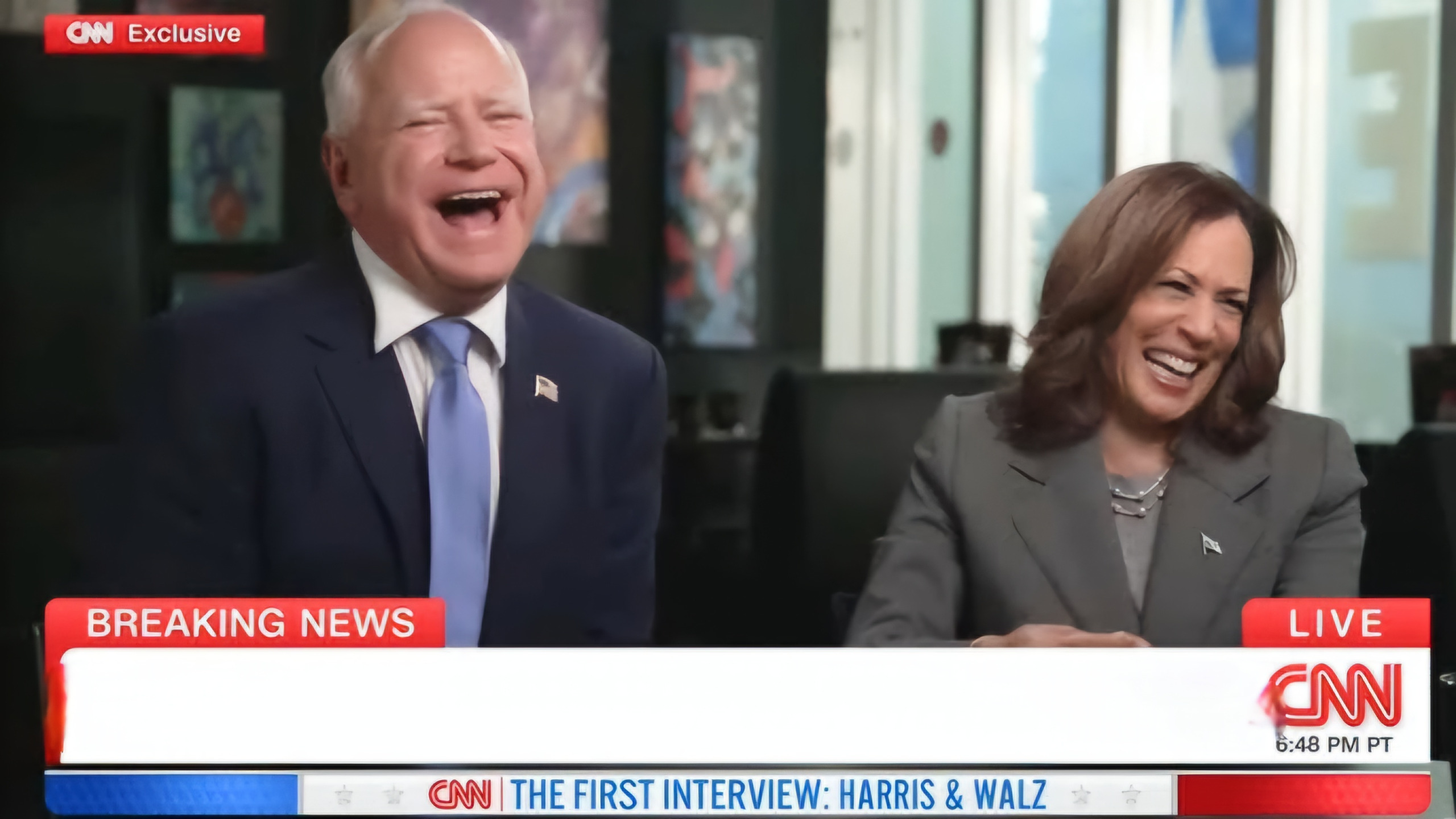 Kamala & lap dog Tim Blank Meme Template