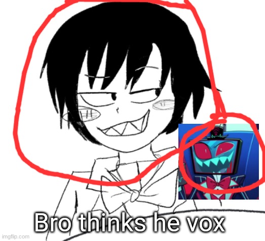 icy smirk | Bro thinks he vox | image tagged in icy smirk | made w/ Imgflip meme maker