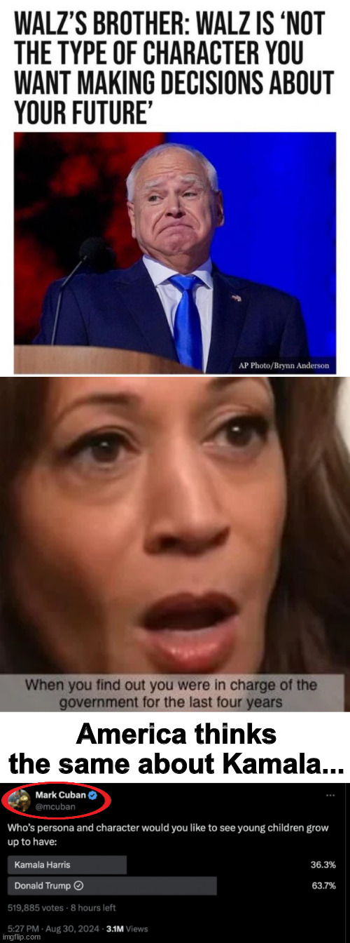 Kamala is not the type of character you want making decisions about your future | America thinks the same about Kamala... | image tagged in kamala harris,unfit to be president,just like biden | made w/ Imgflip meme maker