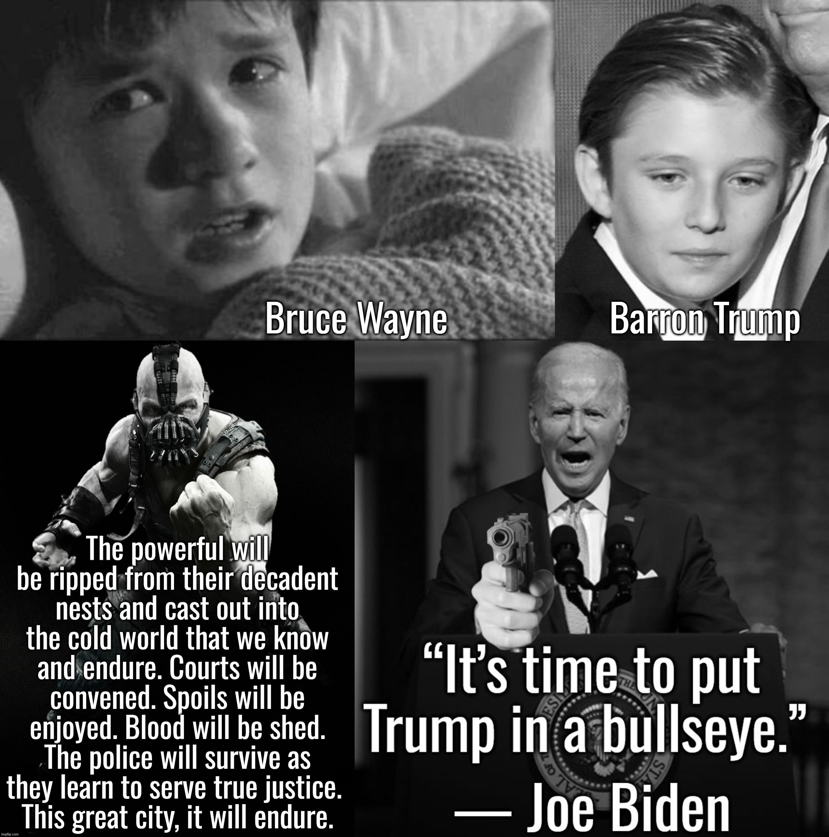 I retort, you deride . . . | Bruce Wayne                  Barron Trump | image tagged in memes,i see dead people,donald trump,joe biden,batman | made w/ Imgflip meme maker