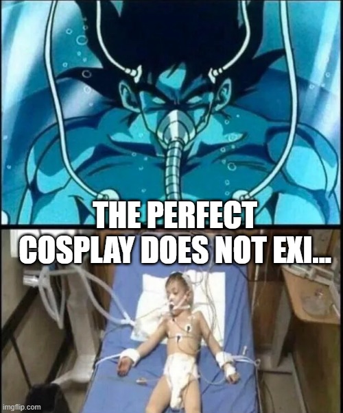 Ah Cosplay | THE PERFECT COSPLAY DOES NOT EXI... | image tagged in dark humor | made w/ Imgflip meme maker