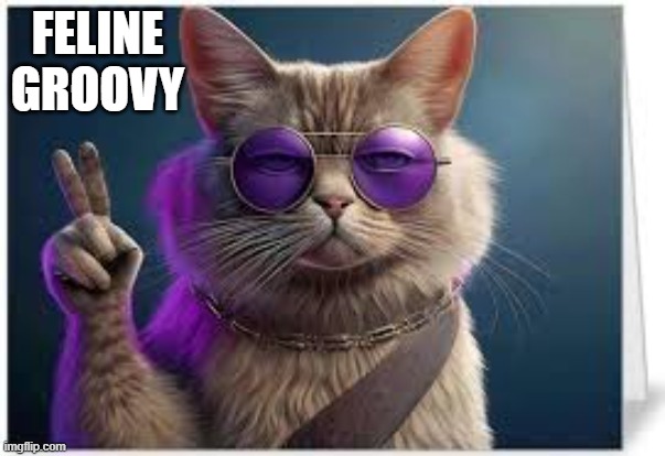 memes by Brad - Hippie cat is feline groovy | FELINE GROOVY | image tagged in funny,cats,kittens,funny cat memes,hippies,humor | made w/ Imgflip meme maker