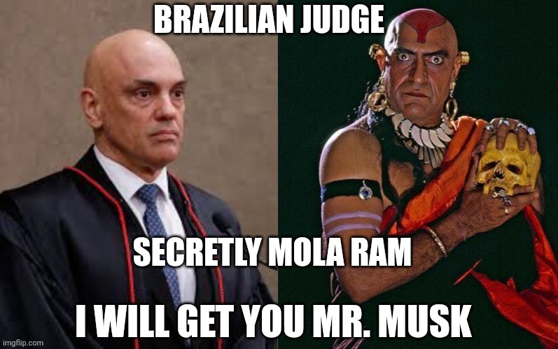 Brazil memes | BRAZILIAN JUDGE; SECRETLY MOLA RAM; I WILL GET YOU MR. MUSK | image tagged in brazil | made w/ Imgflip meme maker