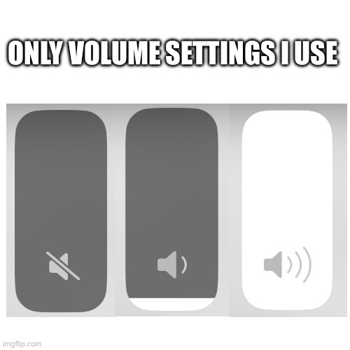 Volume | ONLY VOLUME SETTINGS I USE | image tagged in funny,memes,meme,relatable,iphone | made w/ Imgflip meme maker