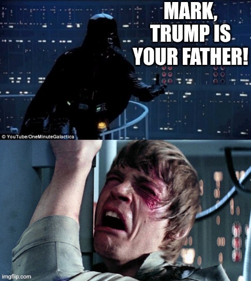 Trump is your father | image tagged in darth vader,mark hamill,trump,donald trump,tds | made w/ Imgflip meme maker