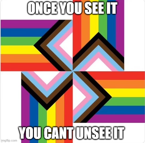 bruh | ONCE YOU SEE IT; YOU CANT UNSEE IT | image tagged in pride nazi,bruh | made w/ Imgflip meme maker