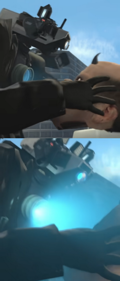 High Quality titan cameraman burns tri-demon toilet Blank Meme Template