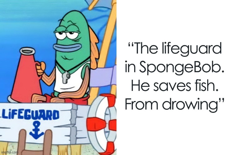 Hero or Zero | image tagged in vince vance,cartoon,spongebob,lifeguard,useless,comics | made w/ Imgflip meme maker