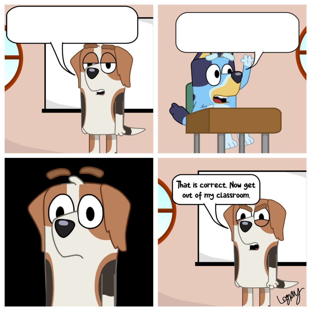 Bluey at school Blank Meme Template