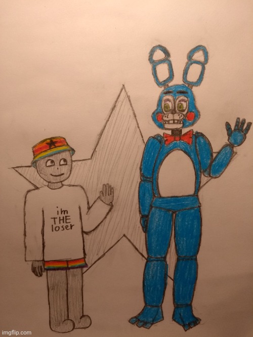 imTHEloser and Toy Bonnie! (Art by me) | image tagged in fnaf,art | made w/ Imgflip meme maker