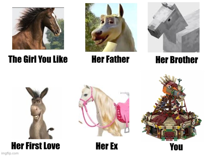 horse | image tagged in the girl you like,minecraft,legend of zelda,shrek,barbie | made w/ Imgflip meme maker