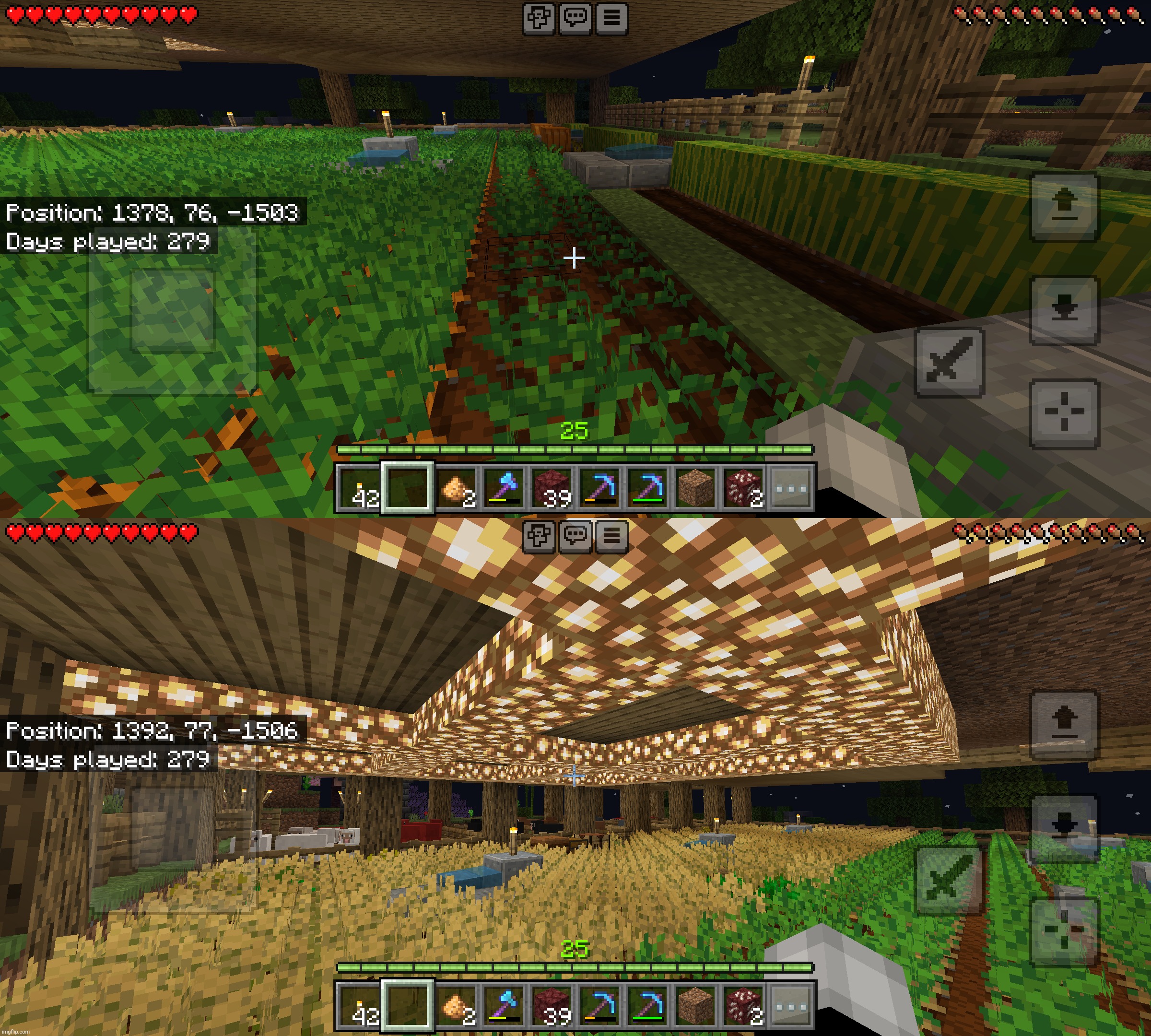 Realized it was too dark for crops to grow, so I put a shit ton of glowstone on the ceiling | made w/ Imgflip meme maker