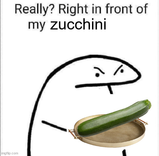 Really, right in front of my | zucchini | image tagged in really right in front of my | made w/ Imgflip meme maker