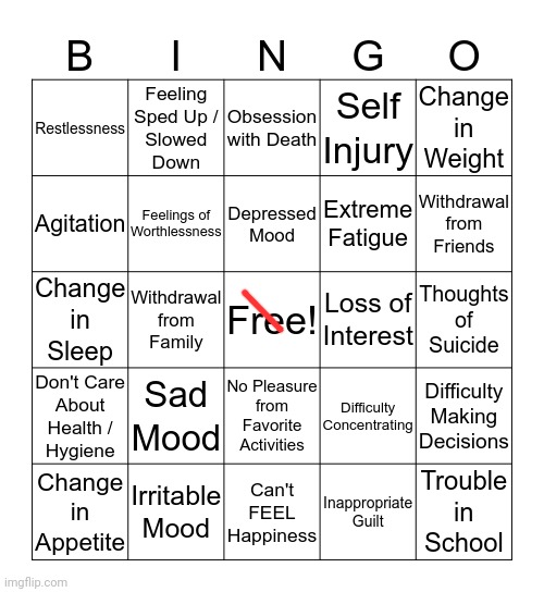 I am a happy mf | image tagged in depression bingo 1 | made w/ Imgflip meme maker