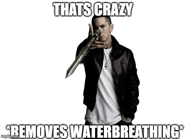 dsds | THATS CRAZY; *REMOVES WATERBREATHING* | image tagged in dnd | made w/ Imgflip meme maker