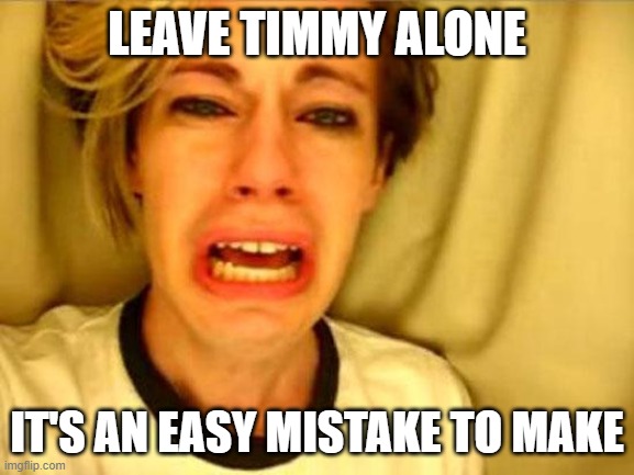 Leave Britney Alone | LEAVE TIMMY ALONE IT'S AN EASY MISTAKE TO MAKE | image tagged in leave britney alone | made w/ Imgflip meme maker