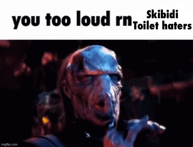 You too loud rn | Skibidi Toilet haters | image tagged in you too loud rn | made w/ Imgflip meme maker