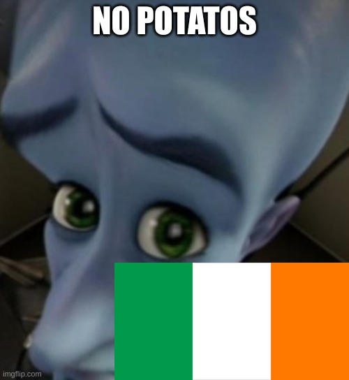 Megamind no bitches | NO POTATOS | image tagged in megamind no bitches | made w/ Imgflip meme maker