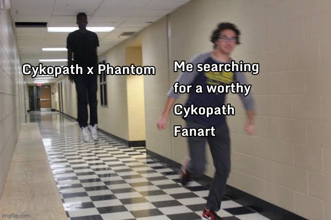 Googling Gacha World Cykopath be like: | image tagged in gacha world,lunime,floating boy chasing running boy,running away | made w/ Imgflip meme maker