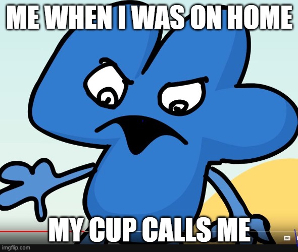 YOU DID BFB WHILE I WAS GONE?!?!?! | ME WHEN I WAS ON HOME; MY CUP CALLS ME | image tagged in you did bfb while i was gone | made w/ Imgflip meme maker