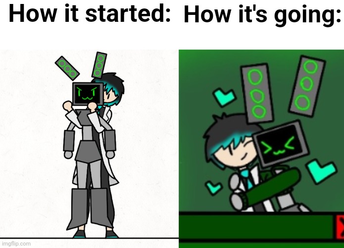 I think the ship started during data's recovery from the inkperious eon. Well, at least that's when I got the idea | How it started:; How it's going: | made w/ Imgflip meme maker