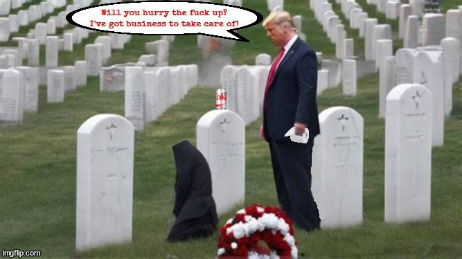 Trump takes a Arlington dump | image tagged in trump takes a arlington dump,cpo ryan qwens,suckers and losers,they knew what they signed up for,bone spurs,draft dodger | made w/ Imgflip meme maker