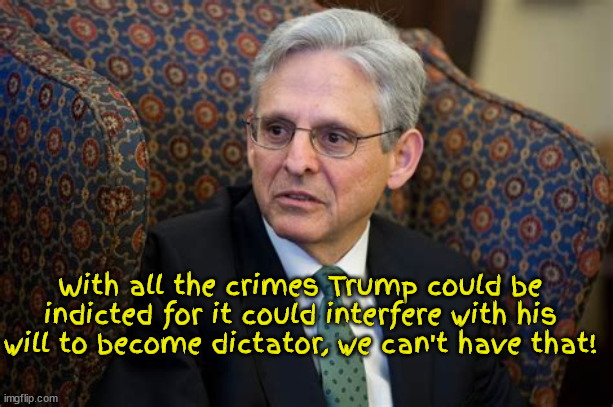 Quit | With all the crimes Trump could be indicted for it could interfere with his will to become dictator, we can't have that! | image tagged in trump 4 dictator,merrick garland wuusie,wetard,nazi ptsd-ag,maga minion,trumpholm syndrome | made w/ Imgflip meme maker