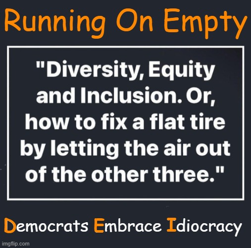 Diversity -- You are a unique snowflake just like all the other snowflakes | Running On Empty; Democrats Embrace Idiocracy; D; I; E | image tagged in political humor,diversity,equity,inclusion,dei,definition | made w/ Imgflip meme maker