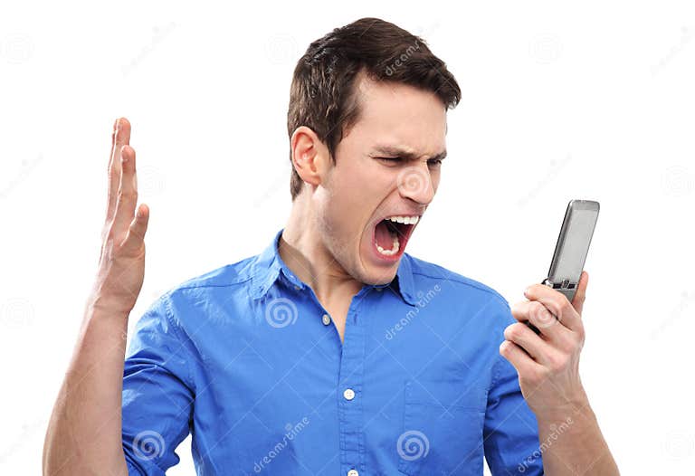 Man shouting at his phone Blank Meme Template