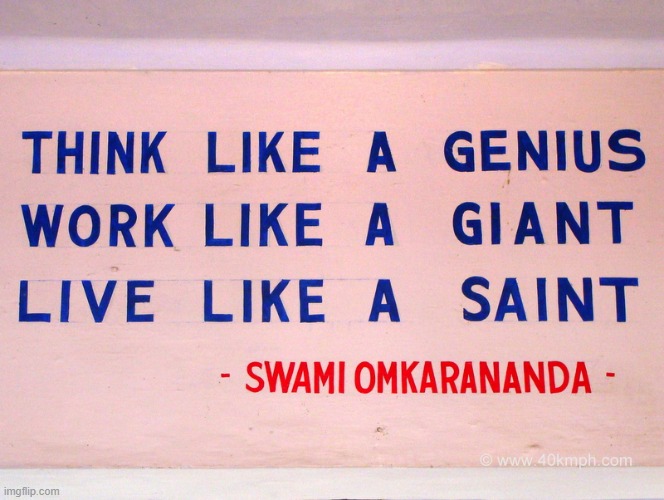 The world might have fewer problems following Swami's advice... | image tagged in quote,genius,giant,saint,psa,world | made w/ Imgflip meme maker