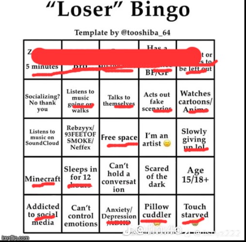 Bingo | image tagged in loser bingo | made w/ Imgflip meme maker