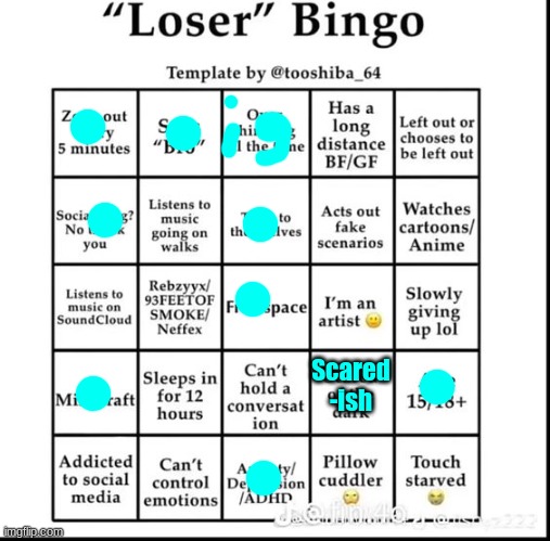 More bingo stuff for everyone! | Scared
-ish | image tagged in loser bingo,memes,bingo,fresh memes | made w/ Imgflip meme maker