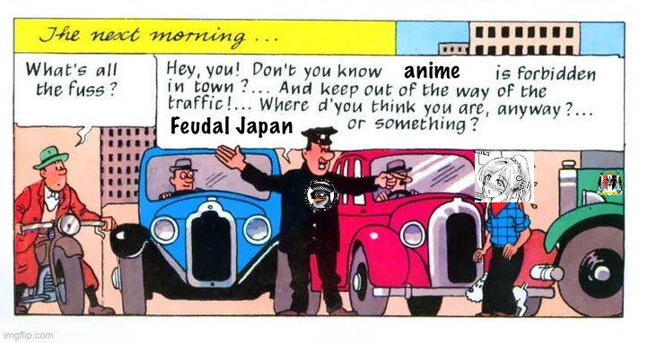 Anti-anime police officer detains h*ntai addict | anime; Feudal Japan | made w/ Imgflip meme maker