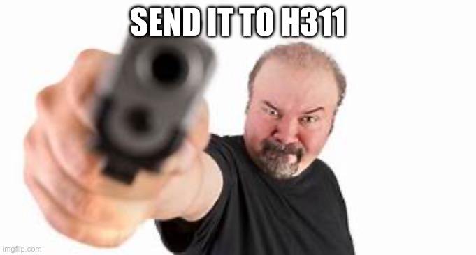 Gun point | SEND IT TO H311 | image tagged in gun point | made w/ Imgflip meme maker