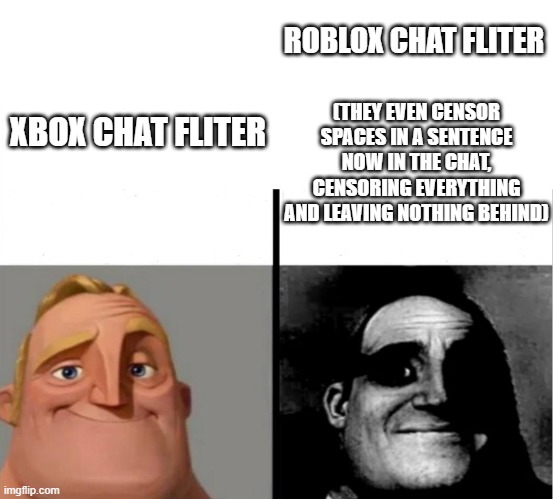 David Baszucki and his roblox moderation team are full-on d**g addicts who are too sensitive and censor words without reason | ROBLOX CHAT FLITER; (THEY EVEN CENSOR SPACES IN A SENTENCE NOW IN THE CHAT, CENSORING EVERYTHING AND LEAVING NOTHING BEHIND); XBOX CHAT FLITER | image tagged in teacher's copy,roblox,rbx,chat,chatfliter,xbox | made w/ Imgflip meme maker