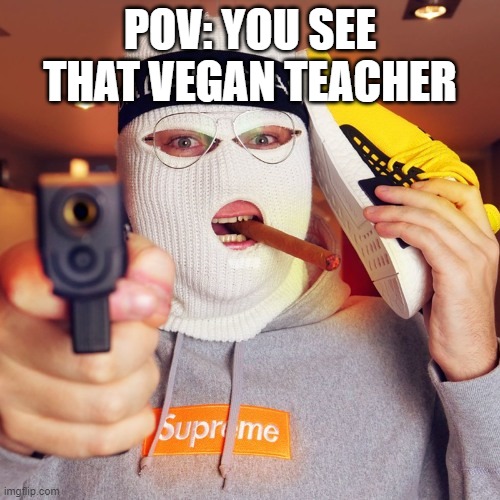 POV: YOU SEE THAT VEGAN TEACHER | image tagged in fun | made w/ Imgflip meme maker