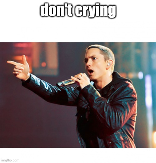 Eminem Rap | don't crying | image tagged in eminem rap | made w/ Imgflip meme maker