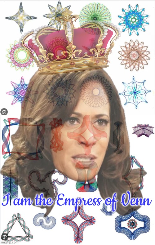 Where the Infinite Intersects with Kamala | I am the Empress of Venn | image tagged in spirograph | made w/ Imgflip meme maker