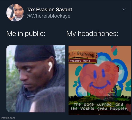 buh | image tagged in me in public vs my headphones,yoshi | made w/ Imgflip meme maker